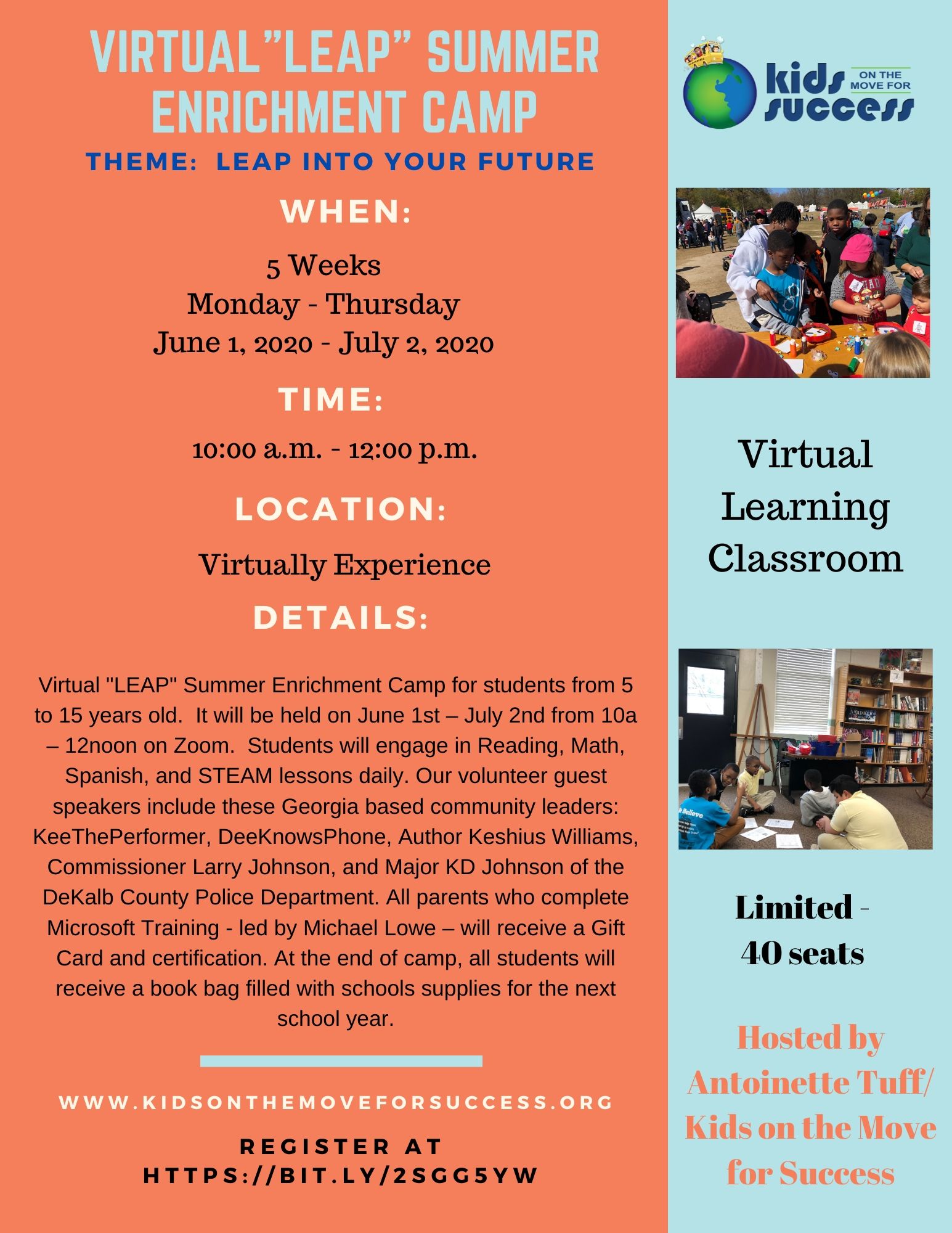 Virtual LEAP Summer Enrichment Camp - Kids on the Move for Success